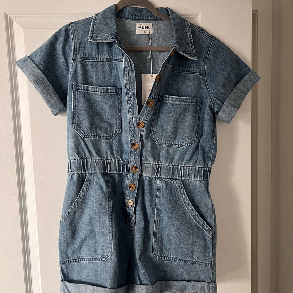 Mumu Denim Button-Up Romper